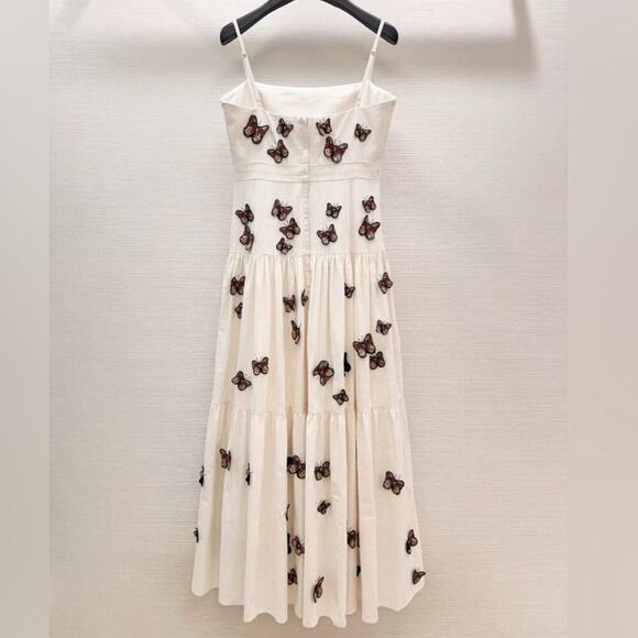 Agua By Agua Bendita Lima Embroidered Butterfly Linen Maxi Dress Size Small - Picture 9 of 16